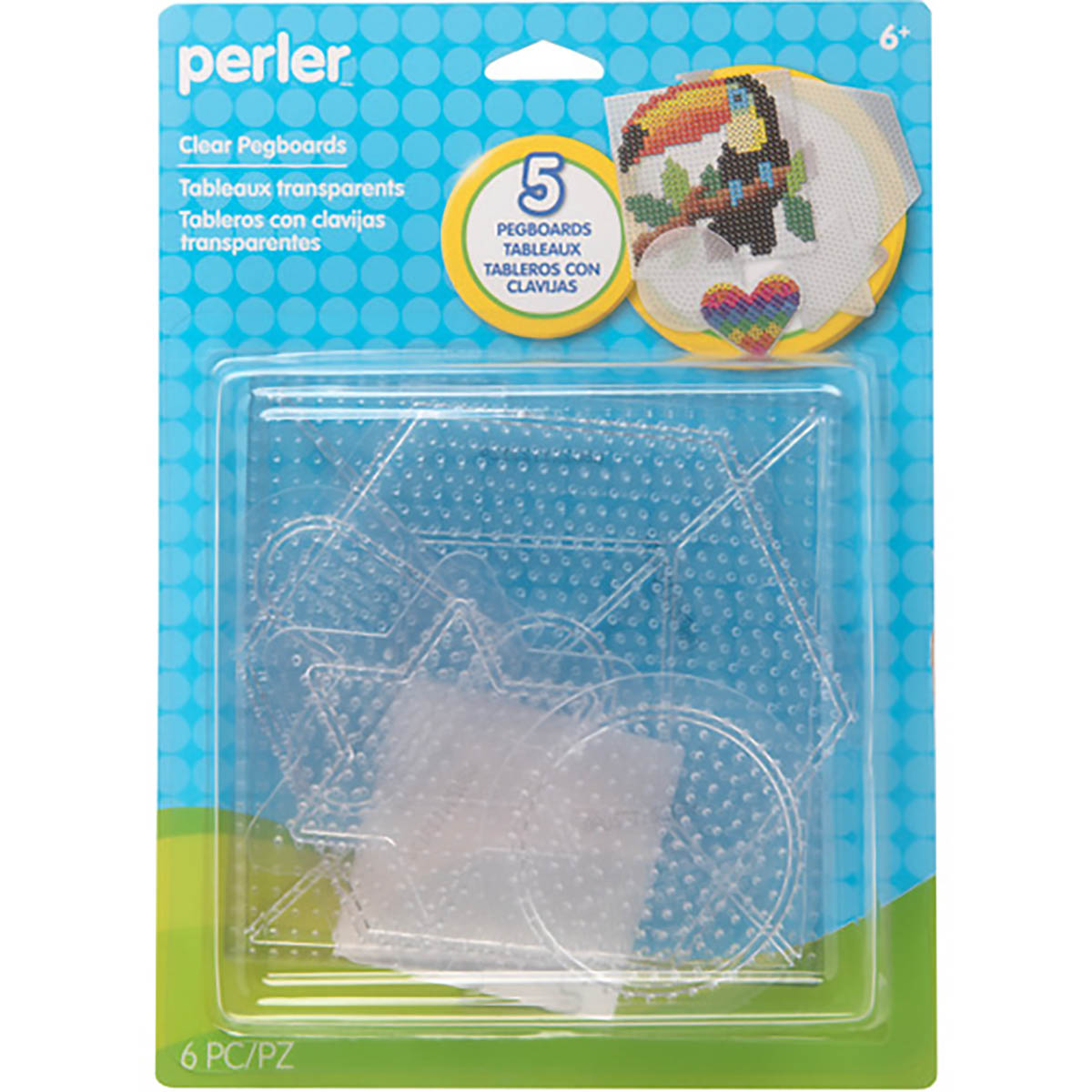 Small &amp; Large Basic Shapes Clear Pegboards - 5 Ct