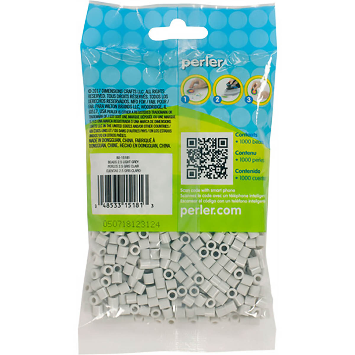 1000 Perler Beads - Light Grey